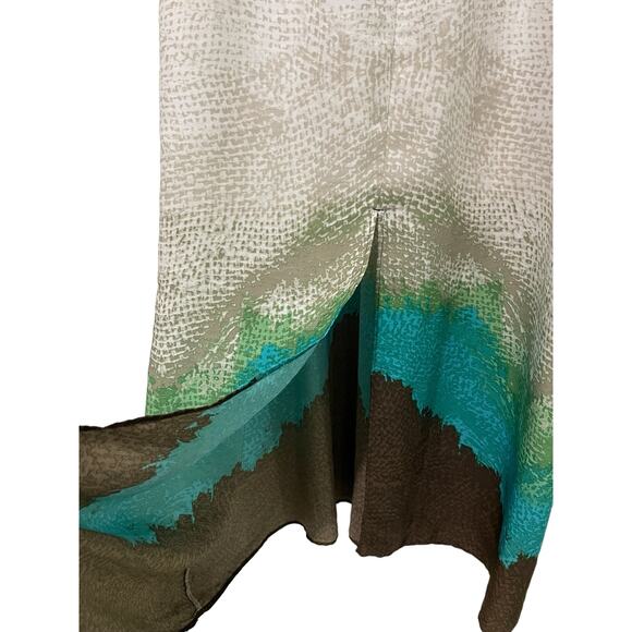 Chico’s Dress Sz 2 Tunic Sz 3 Set Faux leather halter Maxi Ombré Aqua Grey Brown - Picture 5 of 16